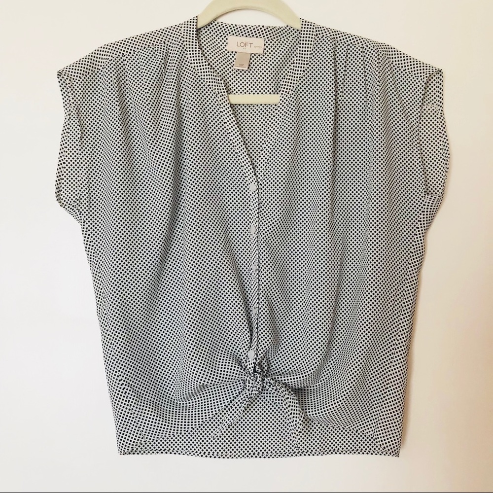Loft Cropped Tie Style Button Blouse